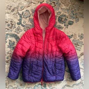 Eddie Bauer reversible girls ombré puffer coat 10/12